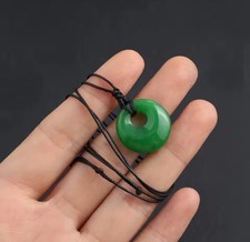 Donut Round Hole Crystal Natural Stone Amethyst Agate Jade Pendant Necklace