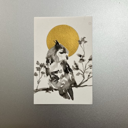 Original owl sunset - original, in
