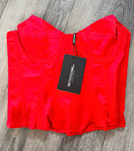 Prettylittlething red satin - red,