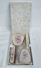 Vintage Floral Vanity Brush and Comb Set with Mirror Immaculate - SB06