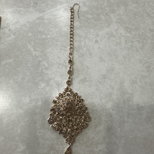 Gold crystal maang - crystal,