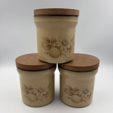 3 x Denby Memories Lidded Stoneware Storage Jar Pot Tea Coffee Sugar 12cm Tall