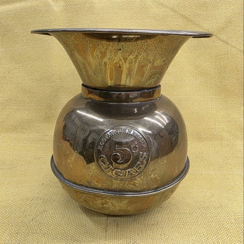Vintage brass cigar spittoon - vintage,