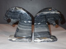 pair of panther tiger cougar lion bookends stone marble onyx