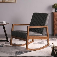 Grey PU Leather Rocking Chair