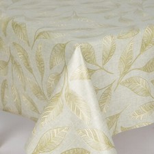 Gold Leaves PVC  Vinyl Table Cloth Wipe Clean