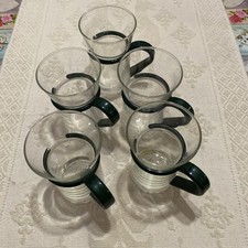 Inspiration Cappuccino Espresso Glass Coffee Cup, Clear w Green Handle 4.5” (5)