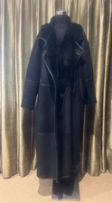 Maxfield Parrish vintage shearling/suede sheepskin long black designer coat.
