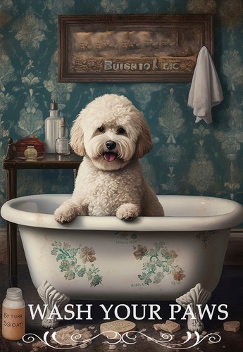Bichon frise bath vintage - in,
