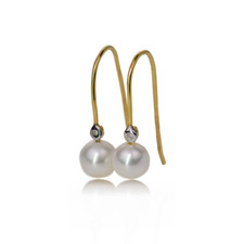 Diamond Pearl Dangle Earrings