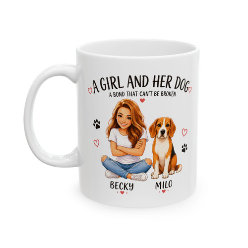 Personalised girl her dog - &,