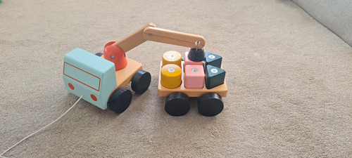 Wooden pull along toy truck - pull-along,
