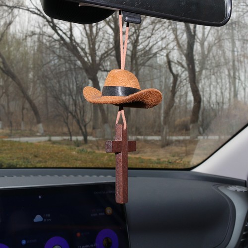 Cowboy hat cross car pendant - cross,