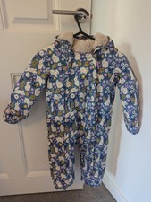 Baby Boden Girls Printed Snowsuit Riviera Blue Bunny Field 18-24 Months 