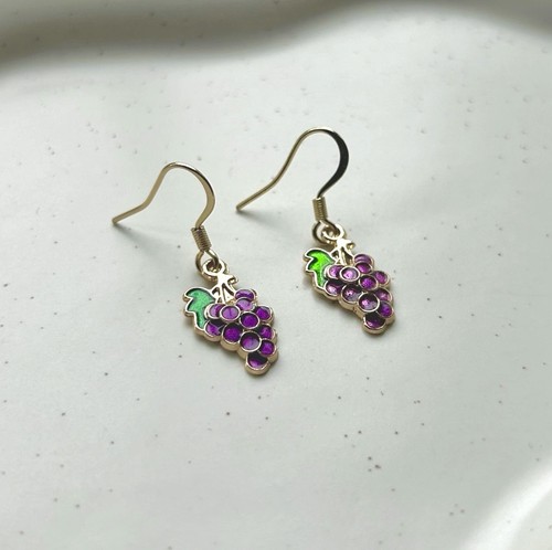 Purple grape earrings novelty - earrings,,