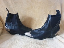 Vintage Marley of London Black Leather Metal Snip Toe Boots Gary Numan Size Uk 8