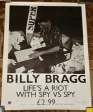 BILLY BRAGG LIFE'S A RIOT VINTAGE BARNEY BUBBLES UK GO DISCS PROMO POSTER 2 1983