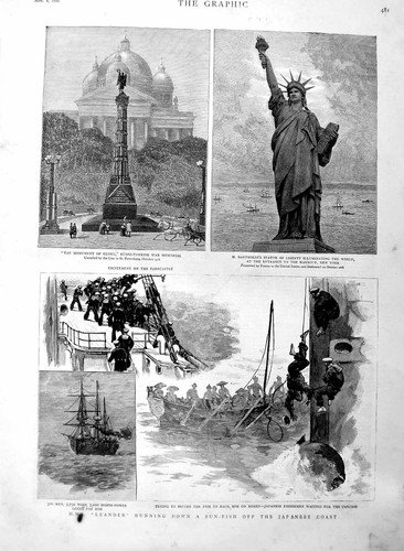 Old antique print 1886 - 1886, ship