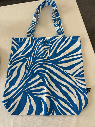 Blue white zebra print - print, tote