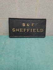 Antique Company Name  Plate/Plaque-Cast Iron Sign - B&F Sheffield 9.4 Kg 