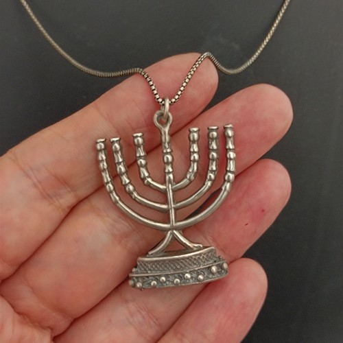 Menorah necklace sterling - menorah,