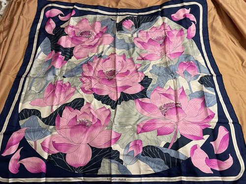 Hermes fleurs lotus navy - lotus,