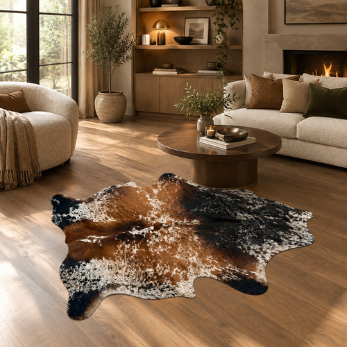 Genuine tricolor cowhide rug - genuine,