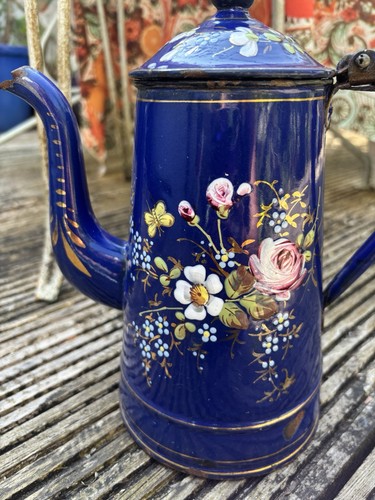 Antique french enamel cobalt - antique,
