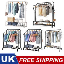 Heavy Duty Double Clothes Rail Hanging Rack Garment Display Stand Shoes Storage