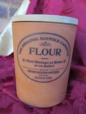 Huge Henry Watson Pottery Original Suffolk Canister Flour Storage Jar Wood Top