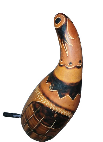 Hand carved gourd bird - carved,