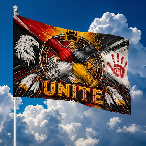 Native american house - american, flag