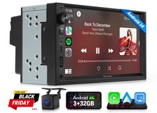 Car Entertainment Stereo Android 14 7" 2DIN Wireless CarPlay Auto GPS Sat Nav FM
