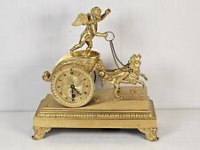 Antique 19th C French Empire Ormolu Gilt Bronze Chariot Figural Mantel Clock 