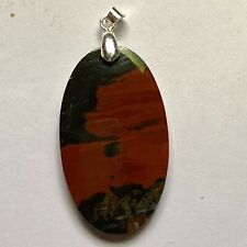 RED JASPER AND BLACK TOURMALINE 40x28MM PENDANT AND 925 STERLING SILVER BAIL