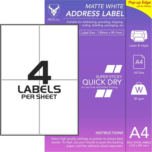 Labels per sheet - 4,