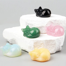 Crystal Sleeping Cat Figurines