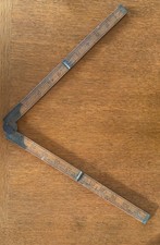 Vintage Wooden & Metal Hinged Folding  Ruler Good vintage Condition see pics  