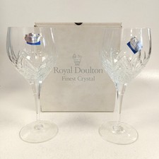 Royal Doulton Finest Crystal Ascot Wine Glasses 19.5cm With Labels Boxed