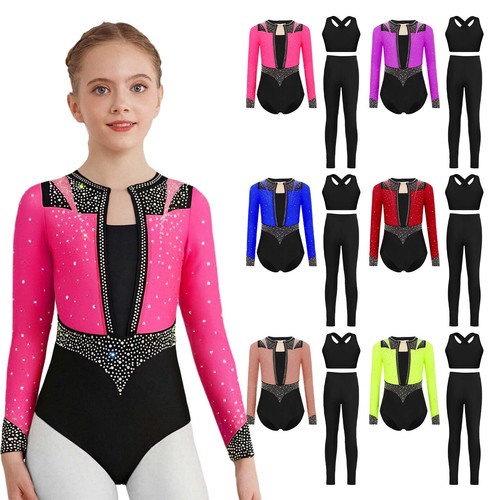 Girls gymnastics leotards long - gymnastics,