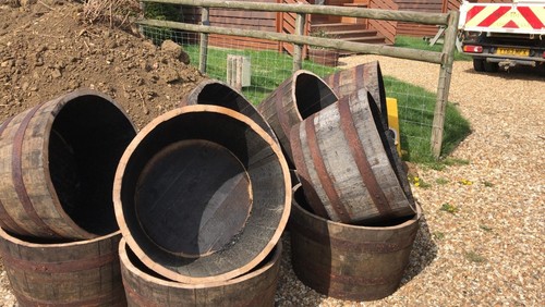 Whiskey barrel cask planter - whiskey,