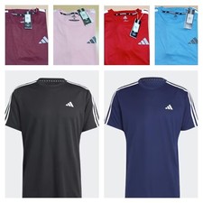 Adidas Essential 3 Stripes Mens T-Shirt Short Sleeve Gym Fitness Training Top