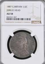 Victoria 1/2 Crown 1887 NGC AU58