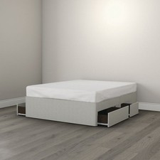 The White Company King Size 4 Drawer Divan Bed Herringbone Grey Silver Base Only