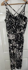 Topshop Animal Print Playsuit Sleeveless Black & White - Size 10