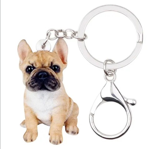 French bulldog keyring - french,