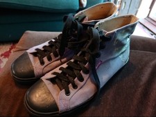 MISFITS Purple And Silver Converse Type Shoe Hi Top Size 42/43 UK SIZE 9 Good Co