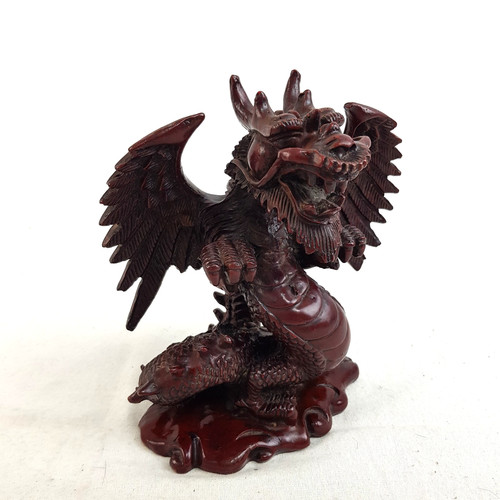 Red wooden dragon - red, figurine
