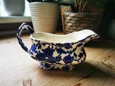 Burleigh Arden Floral Gravy Boat Saucer Blue White