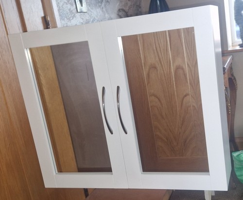 White double bathroom cabinet - bathroom,